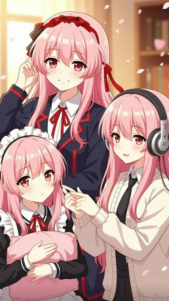 ai character: Bruna, hina e elle background