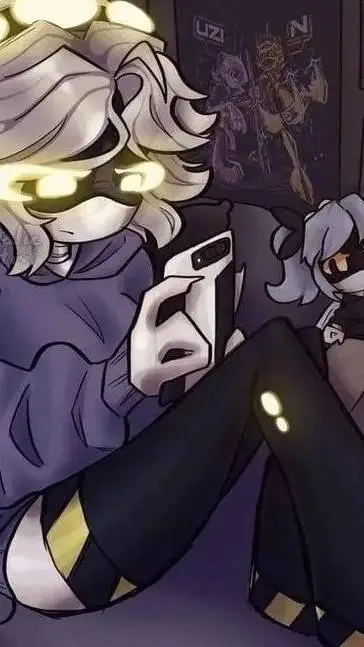 ai character: tired V background