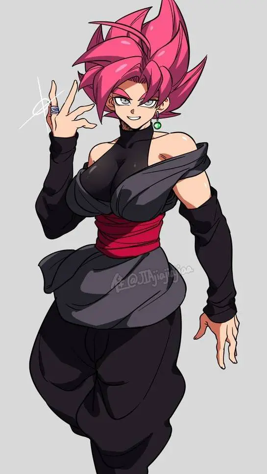 ai character: female Goku Black background