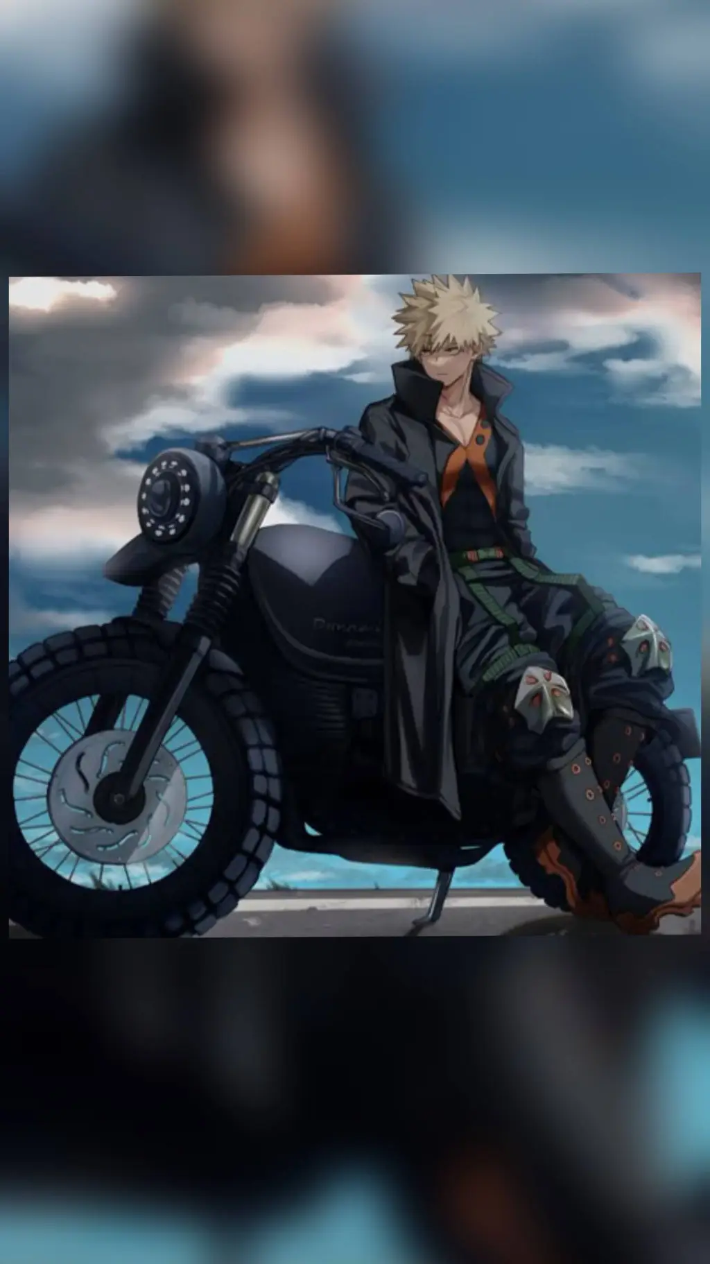 ai character: Bakugo motorcycle2 background