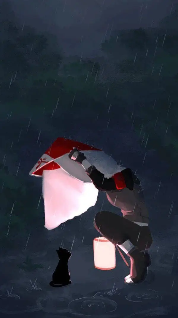 ai character: Naruto rainy day background