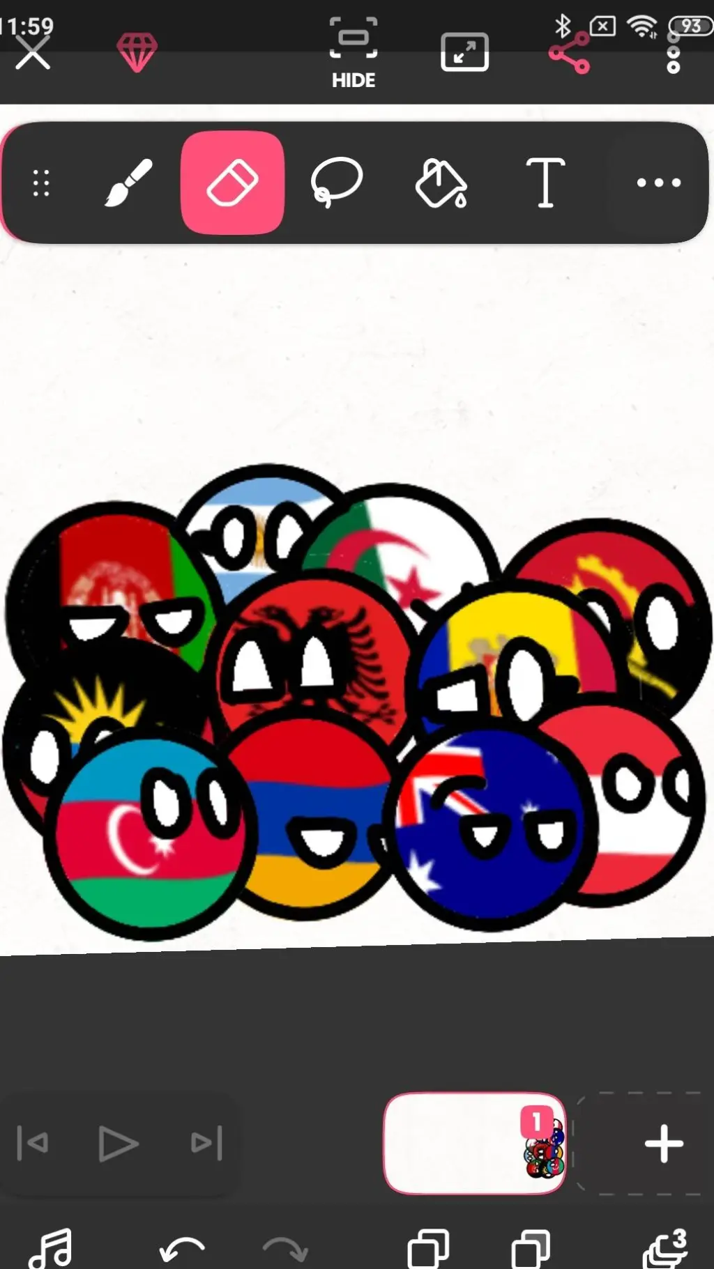 ai character: "A" countryballs background