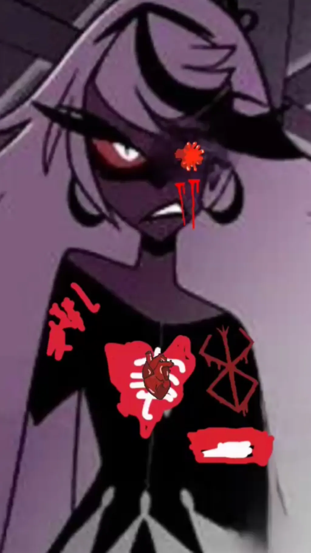 ai character: Carmeilla  carmine background