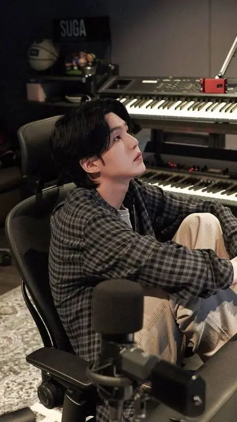 ai character: Suga BTS background