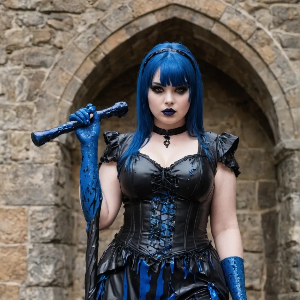 chat with ai character: Goth blue slime 