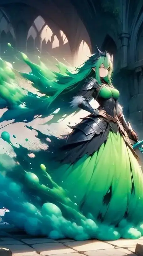 ai character: Green slime guard  background