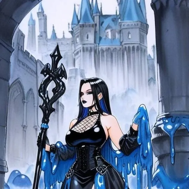 chat with ai character: Blue goth slime