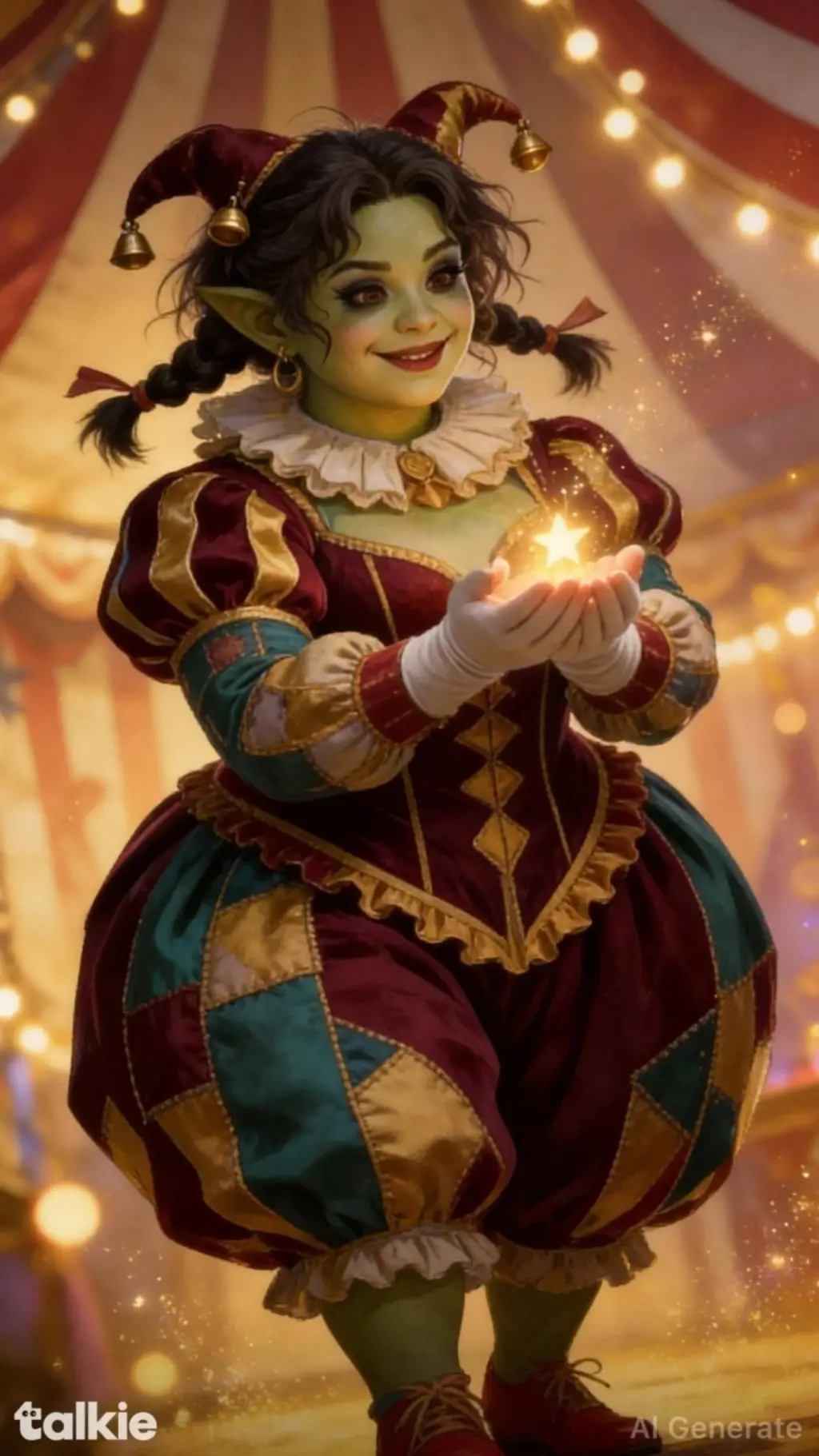 ai character: Judi Chuckles  background