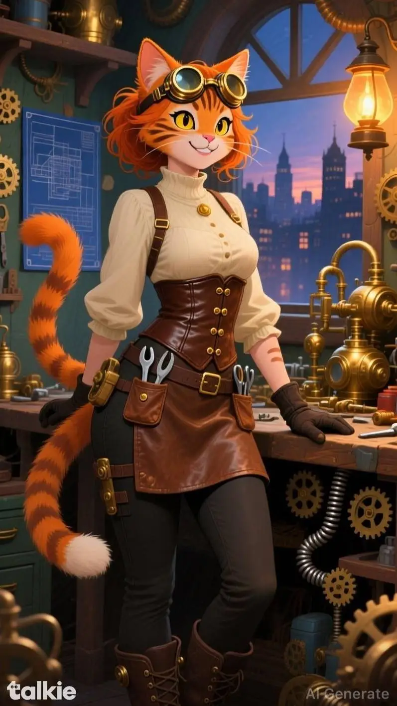 ai character: Tabby gears background