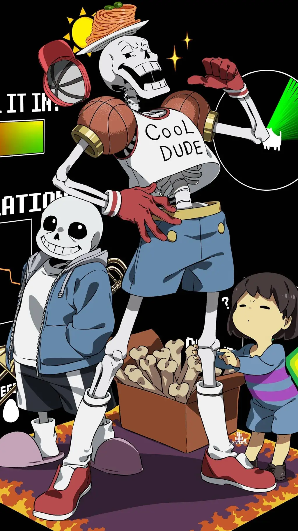 ai character: Sans y Papyrus background