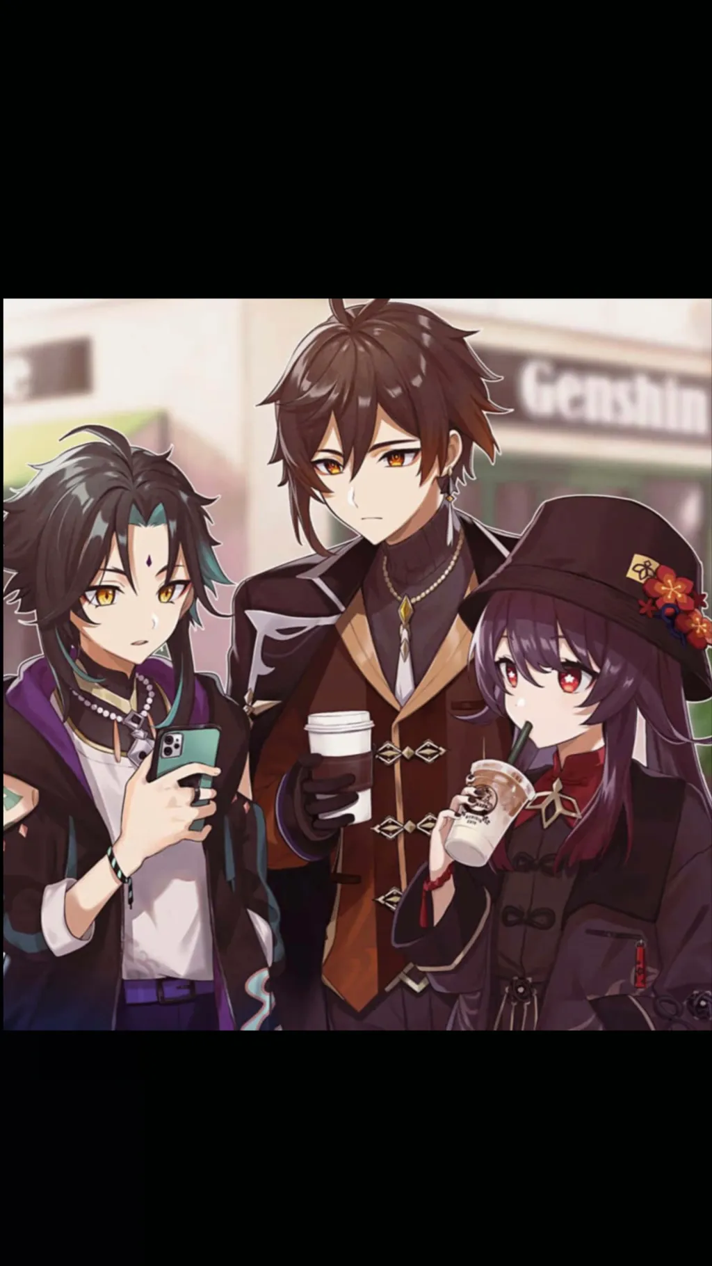 ai character: Xiao,zhongli,HuTao background