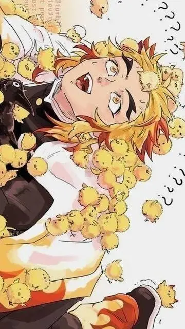 ai character: Rengoku y pollitos background