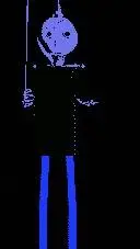 ai character: Blue Baldloon background