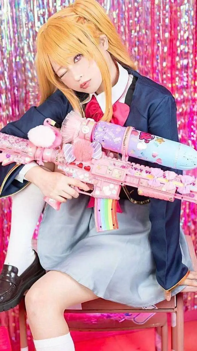 ai character: ruby play gun run background