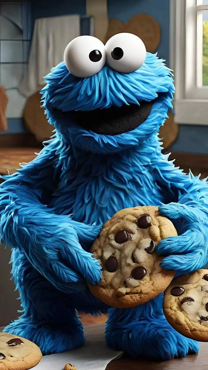 ai character: cookie monster background