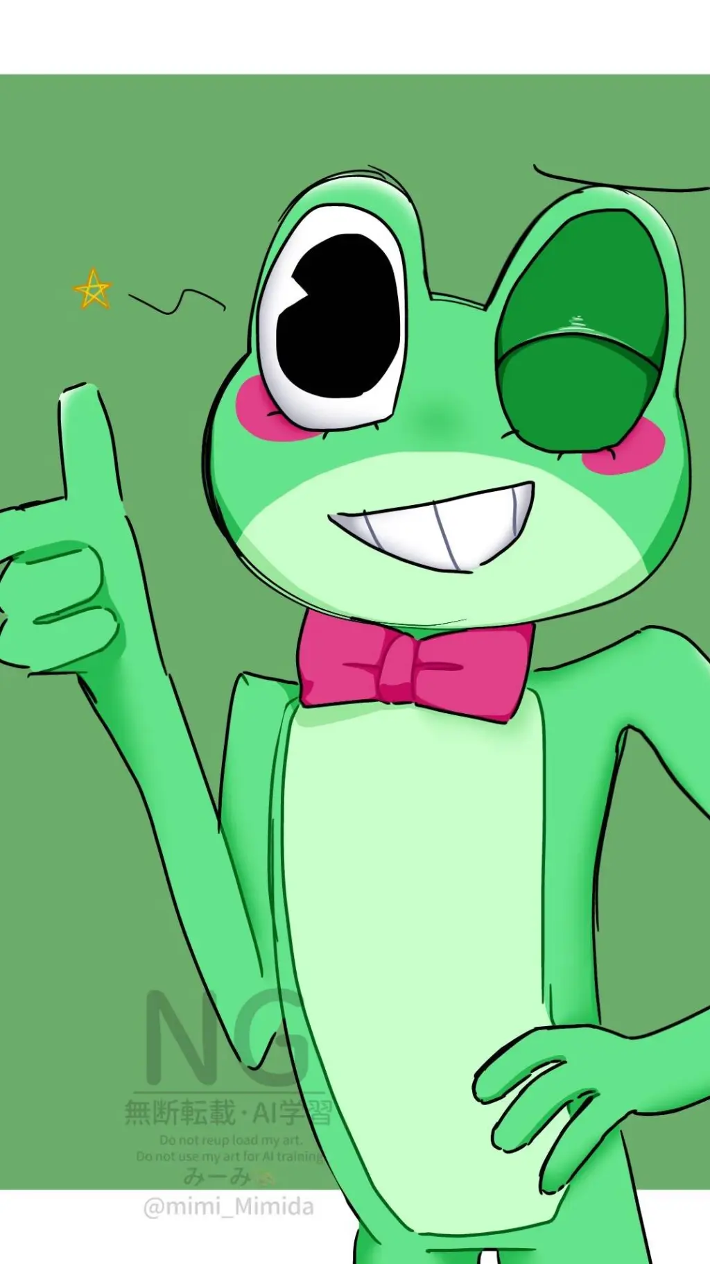 ai character: Cute Ribbit  background