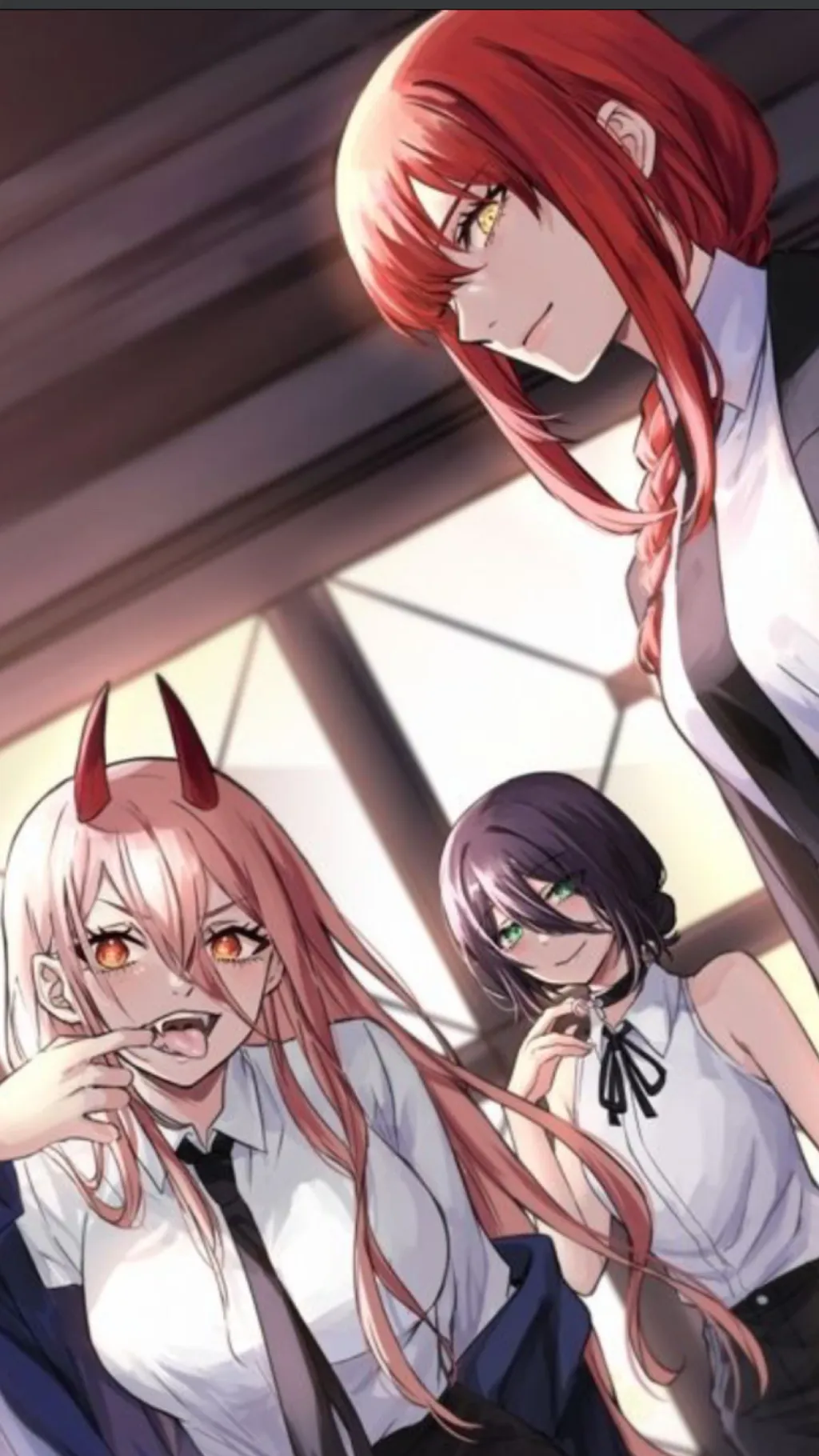 ai character: Power,Makima,Reze background