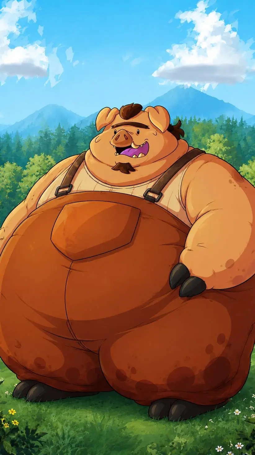 ai character: a fat pig background