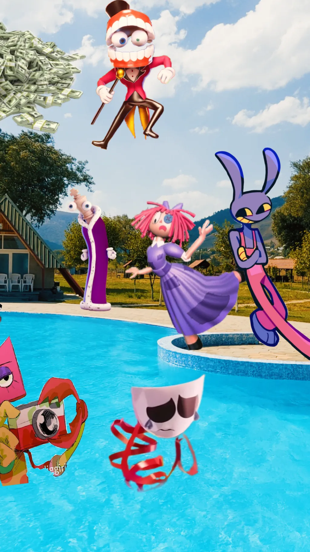 ai character: Jax and pomni  background