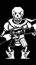 ai character: Papyrus with an ak background