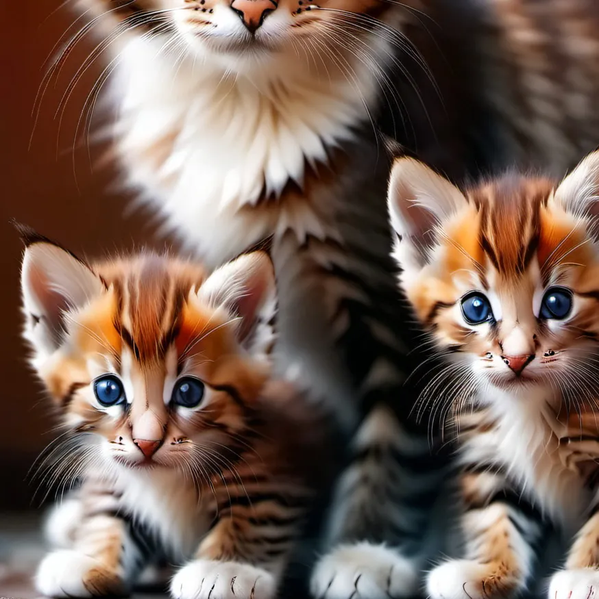 chat with ai character: Mama cat and kits