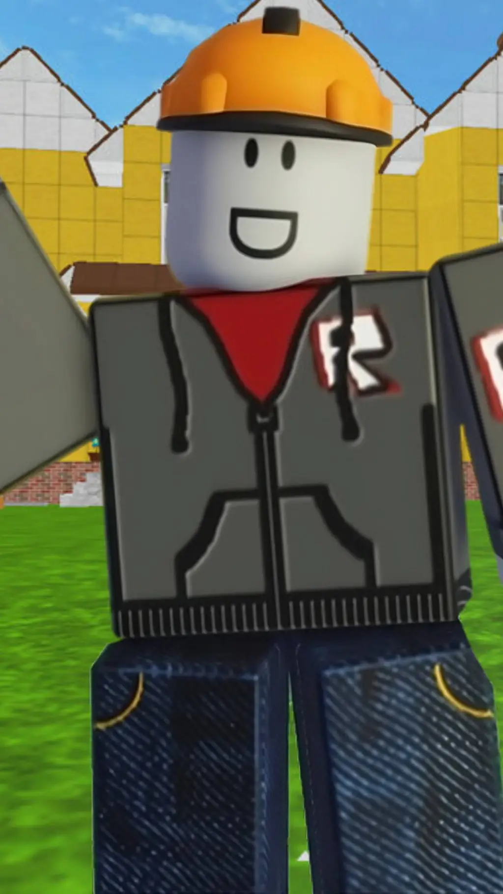 ai character: builderman  background