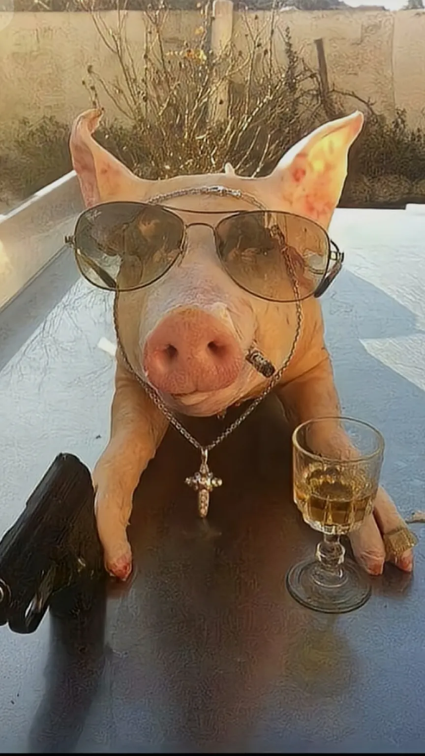 ai character: Smokin piggy background