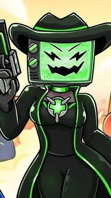 ai character: titan tv woman 💚💚💚 background