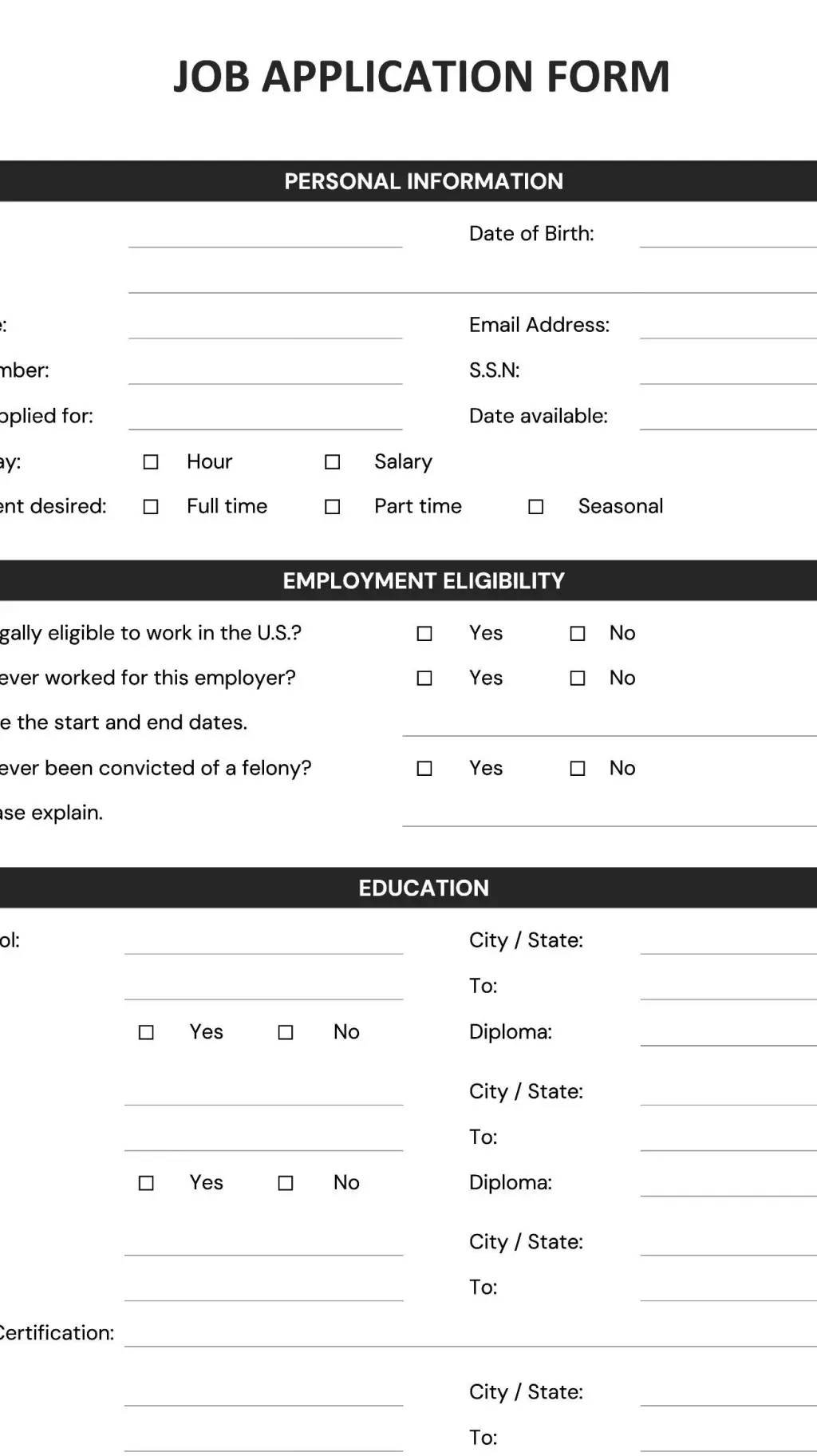 ai character: job application background
