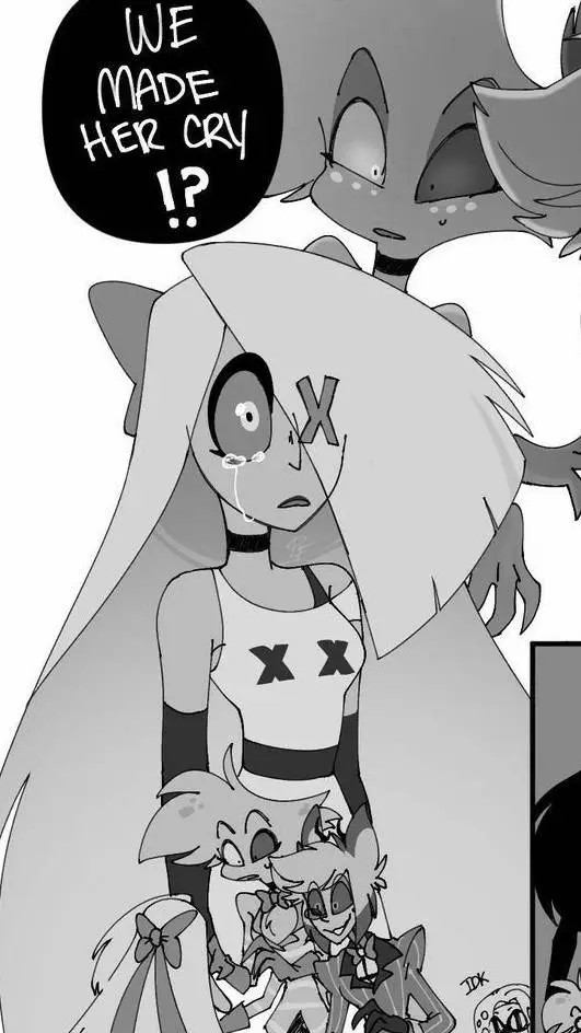 ai character: hh made Vaggie cry background