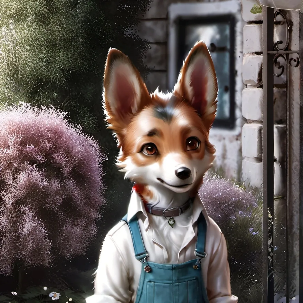 chat with ai character: Light red dog