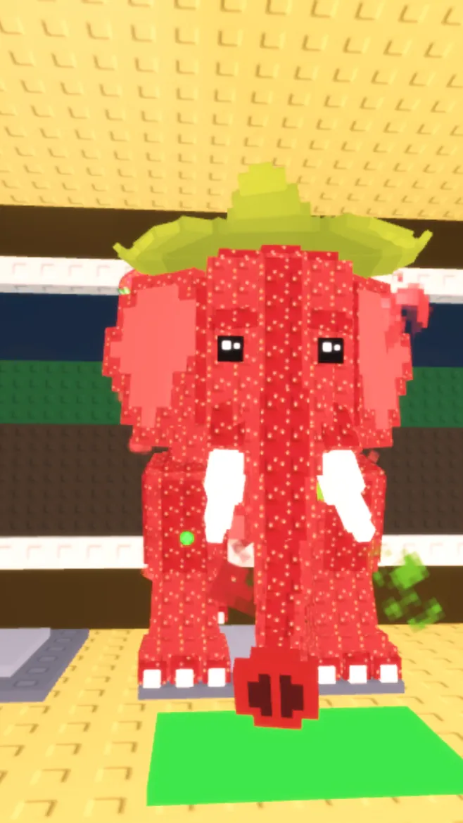 ai character: Strawberry elephan  background