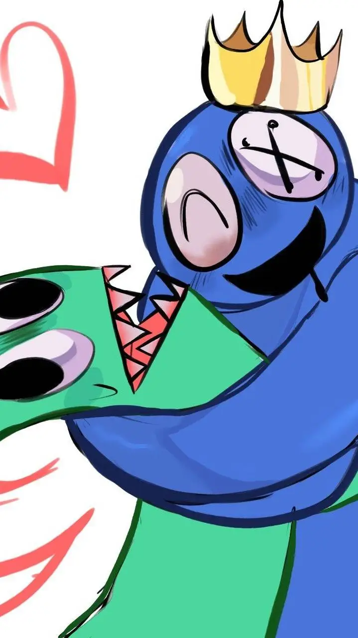 ai character: blue x green background