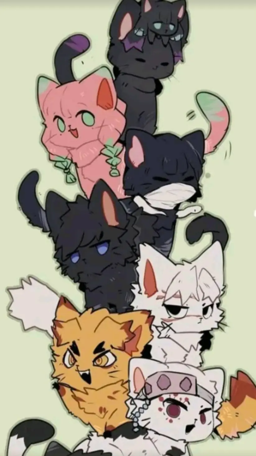 ai character: demon slayers cats background