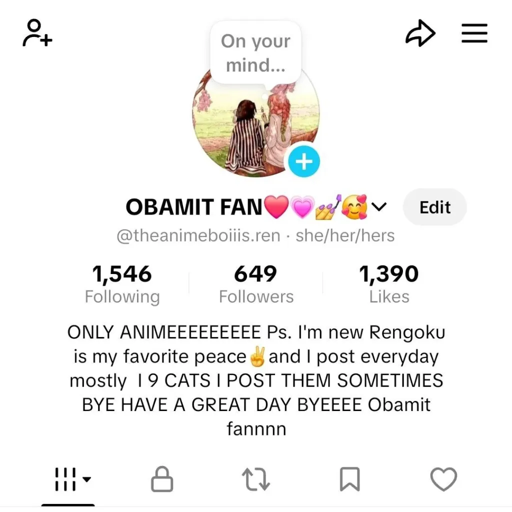 chat with ai character: Tiktok my account
