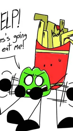 ai character: fries x gelatin, background