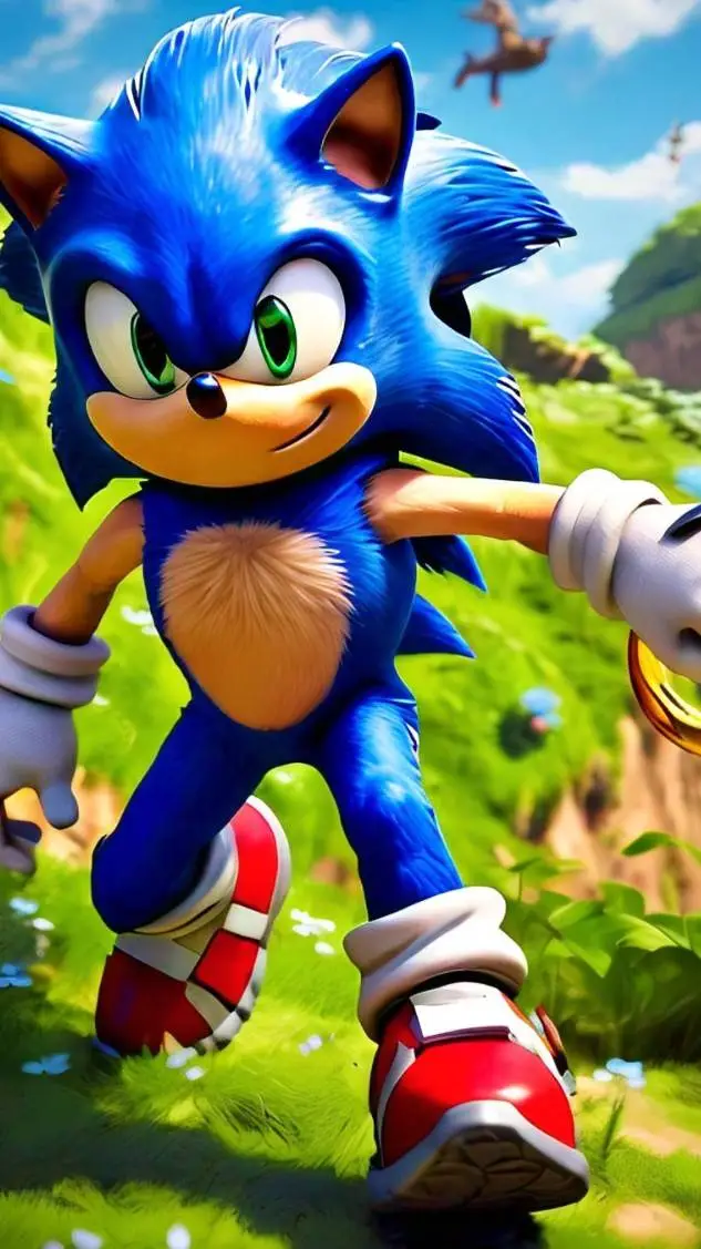 ai character: sonic Christmas  background