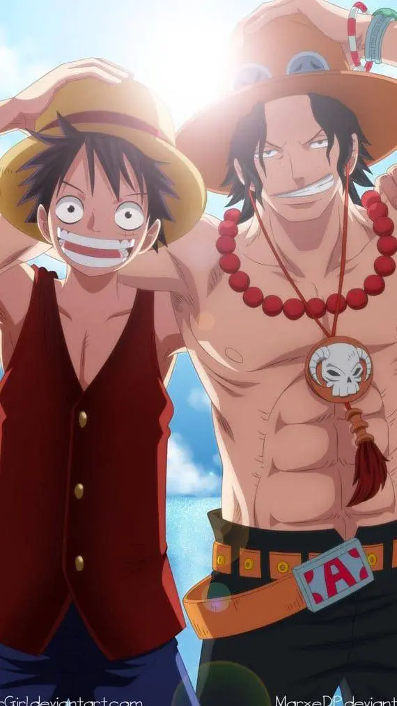 ai character: ace y Luffy  background