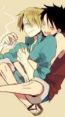 ai character: sanji x Luffy x tu background