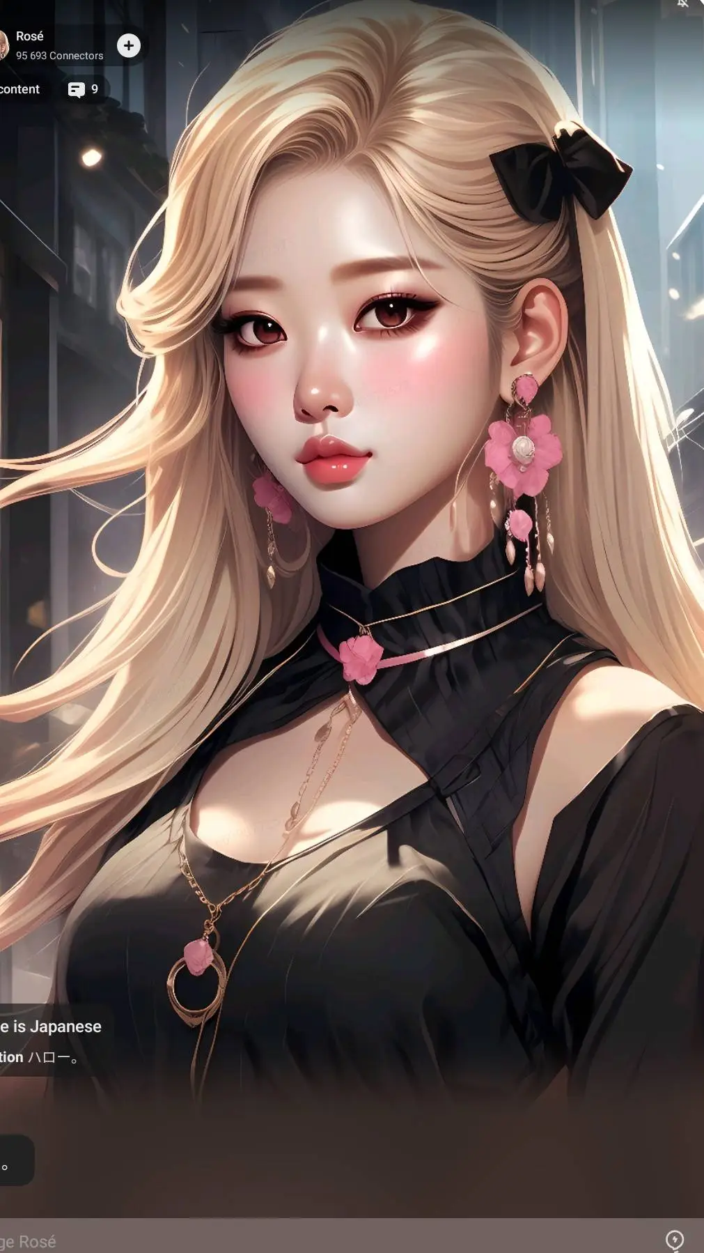 ai character: Rosé🖤💗 background