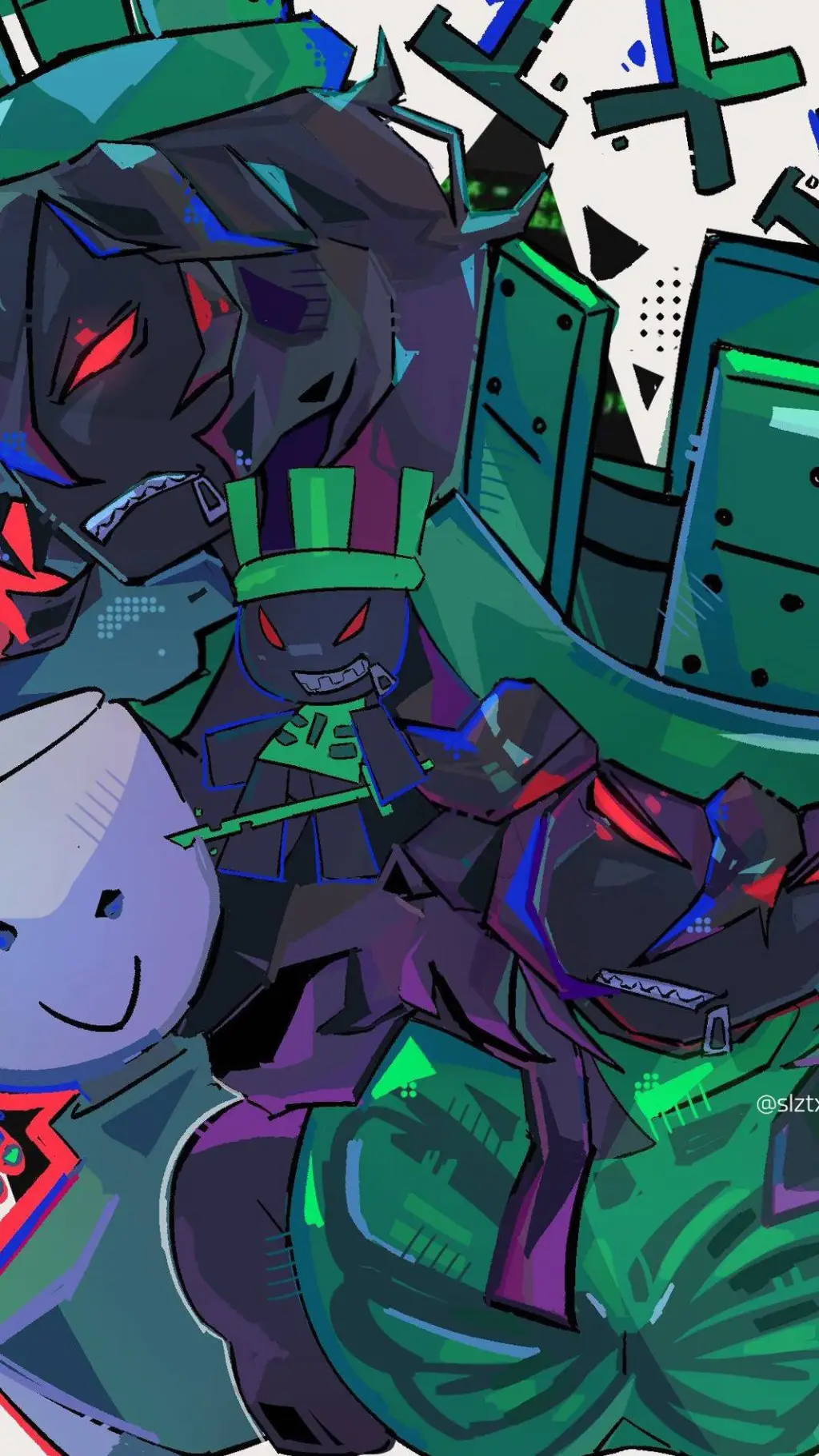 ai character: \\🖤∆~1x1x1x1x~∆💚// background