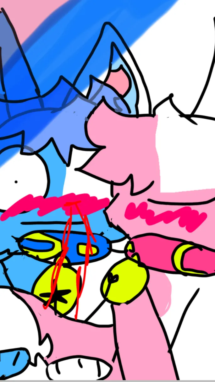 ai character: Pink cat blue cat background