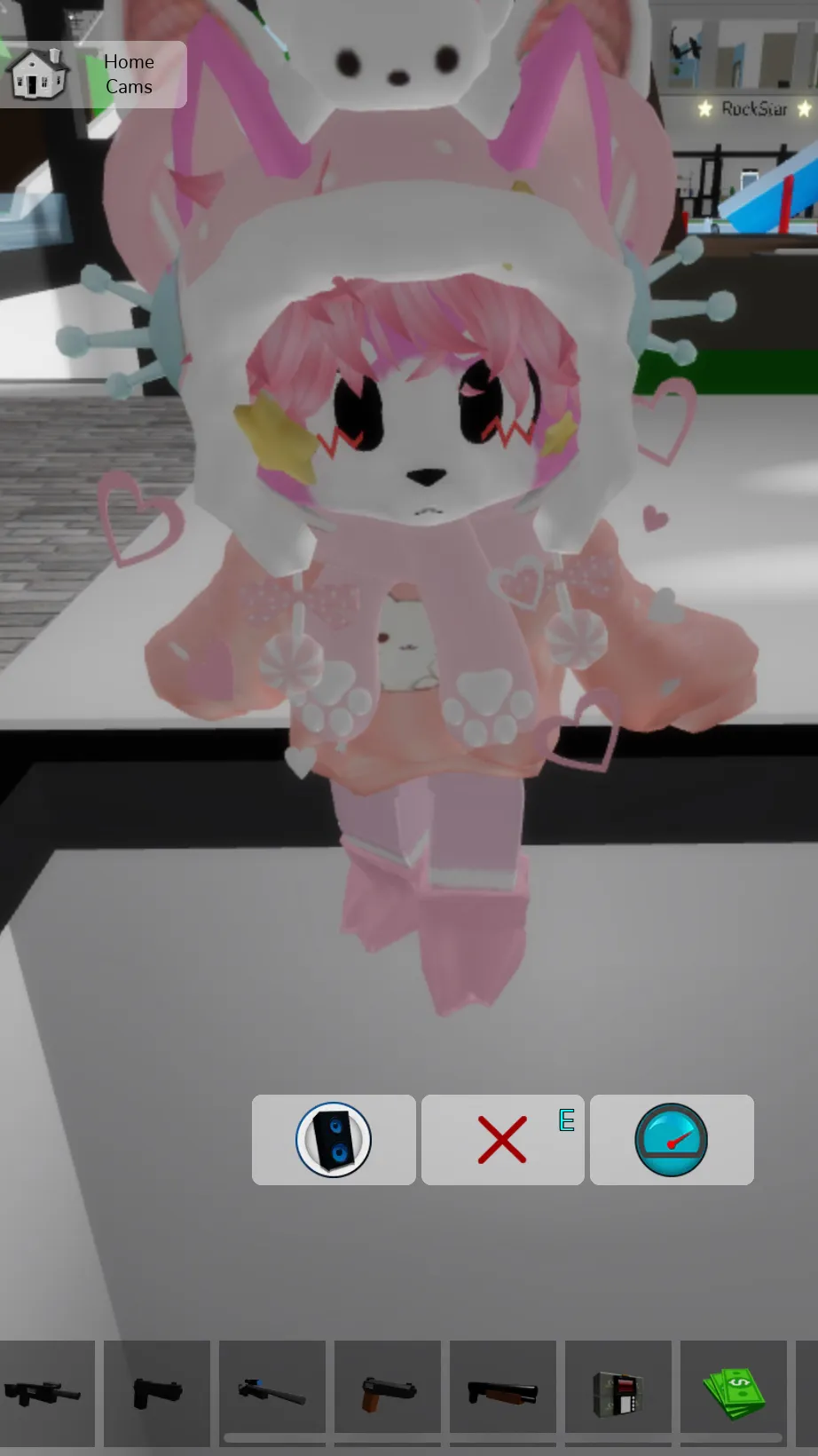 ai character: Pink cat brookhave background