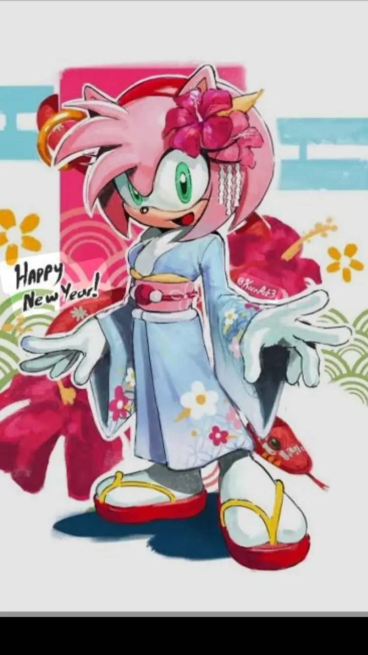 ai character: Amy rose año nuevo background