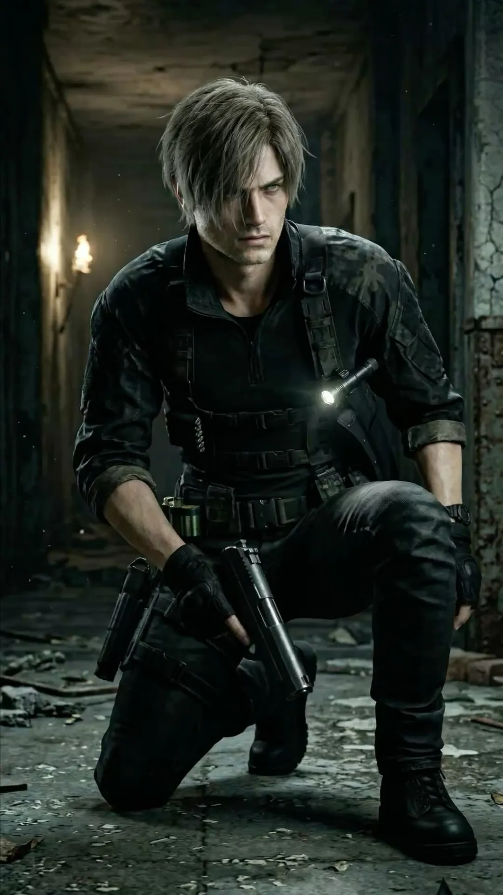 ai character: Leon Kennedy  background