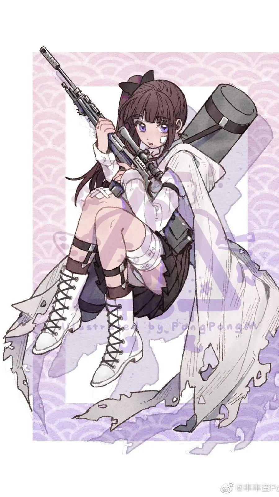 ai character: Kny but guns background