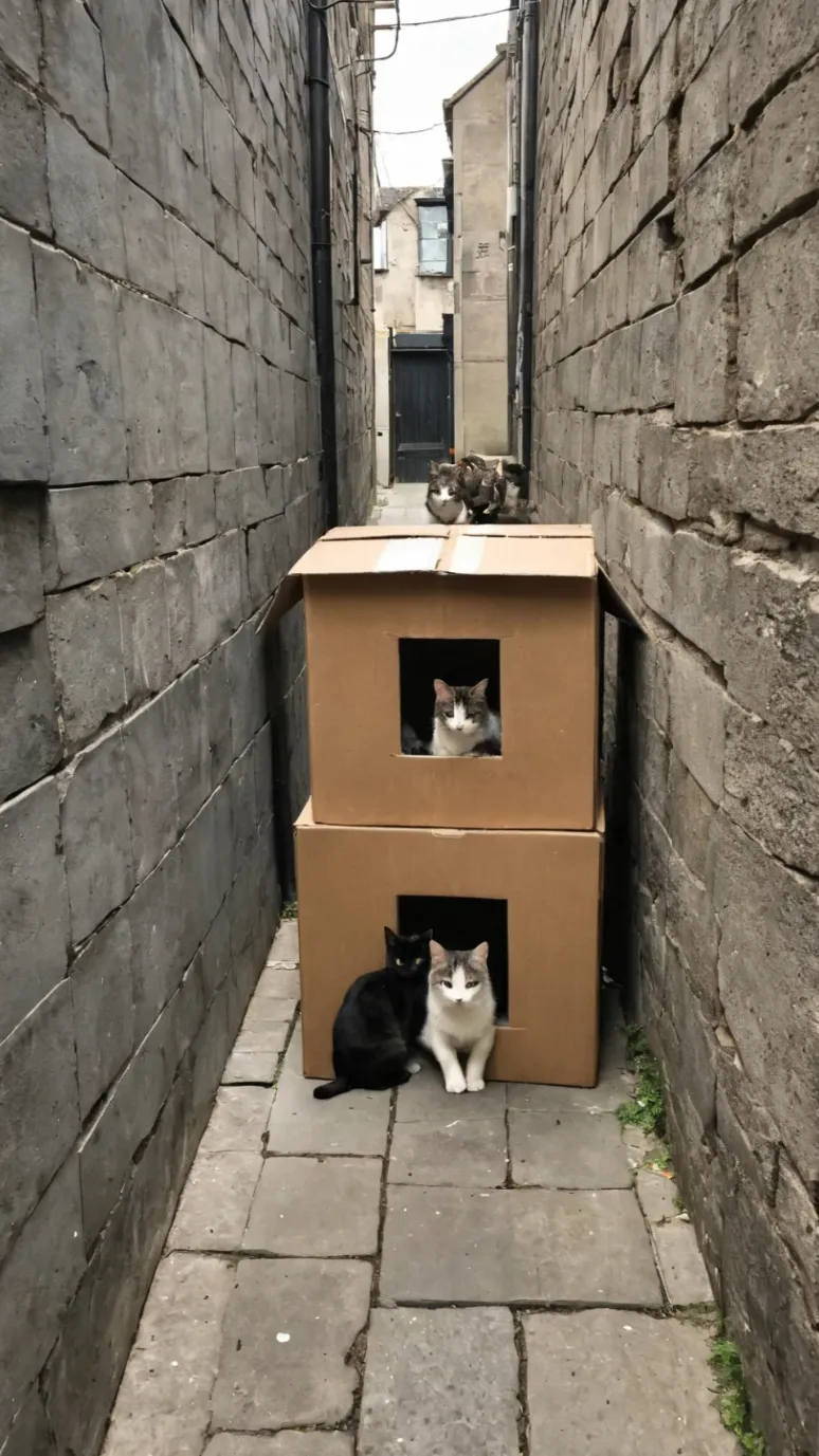ai character: Abandoned kittens background