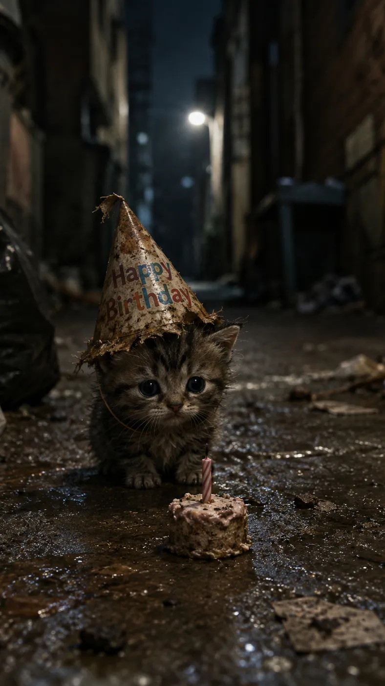 ai character: Birthday kitten background