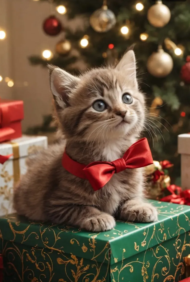 chat with ai character: Christmas kitten