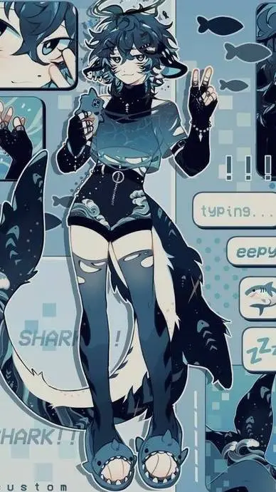 ai character: Shark femboy background